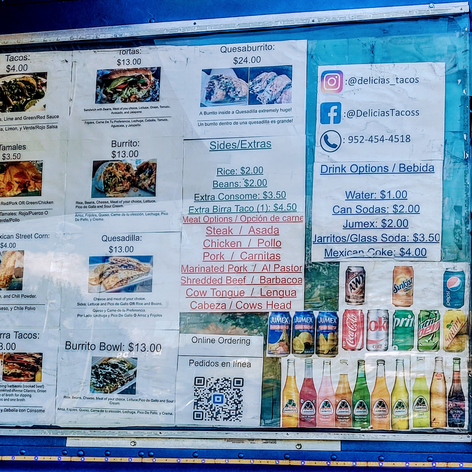 Delicias Tacos Menu