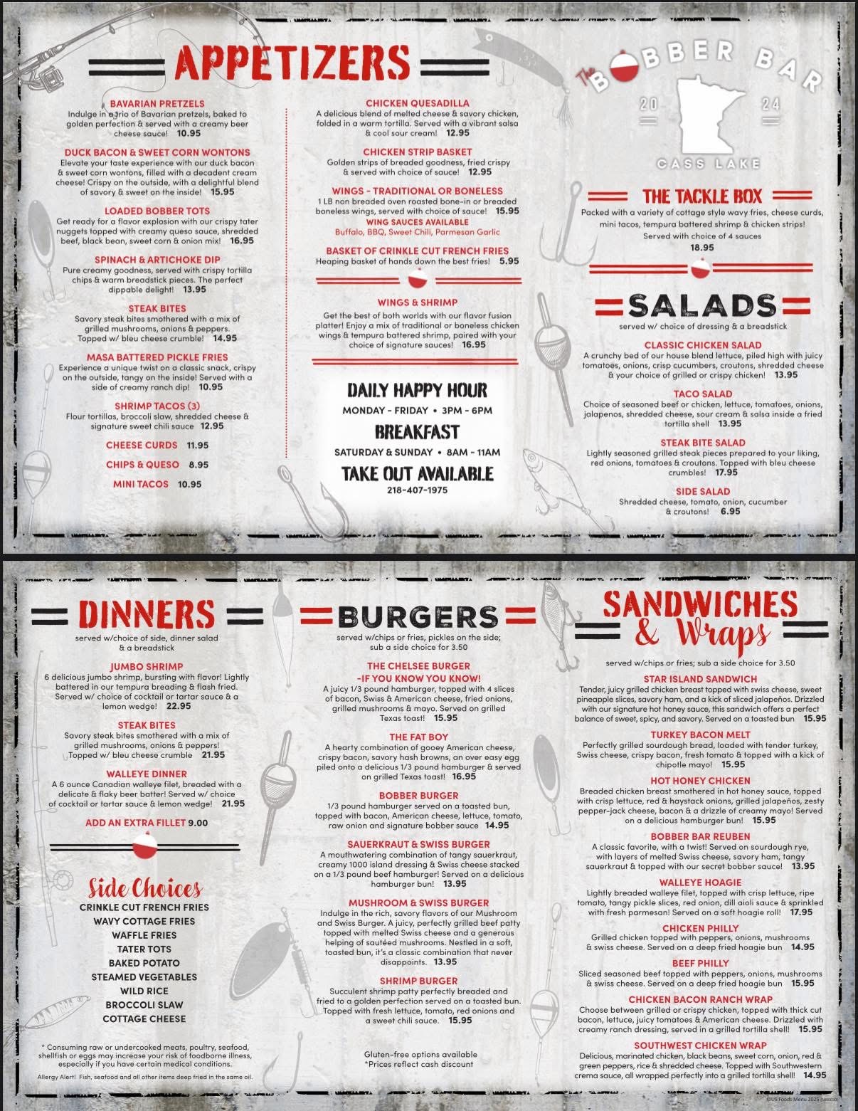 The Bobber Bar Menu