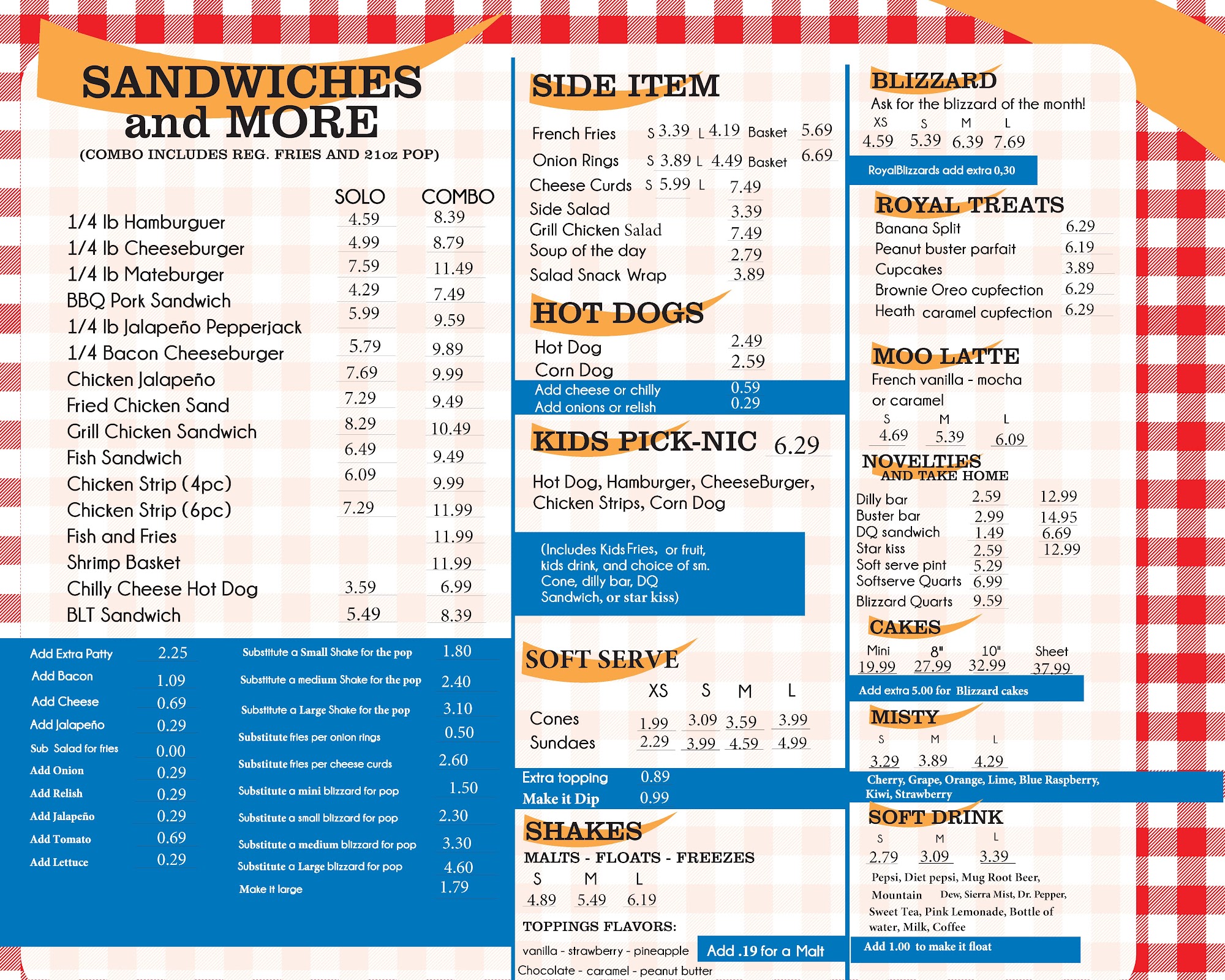 Dairy Queen Menu