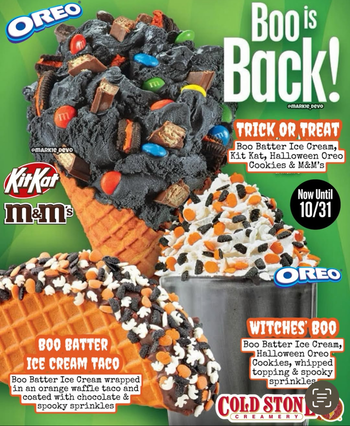 Cold Stone Creamery Menu