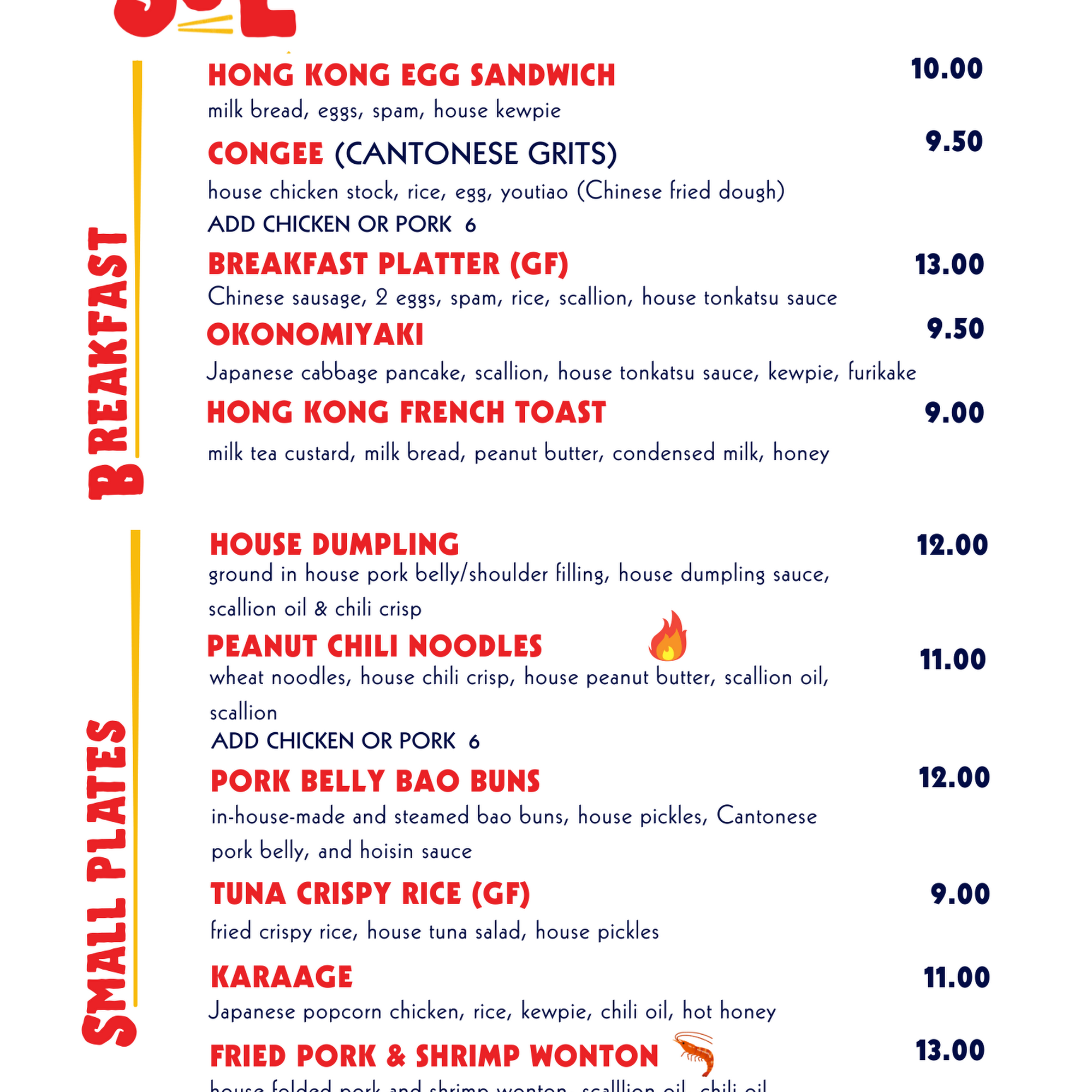SOL Cafe Menu