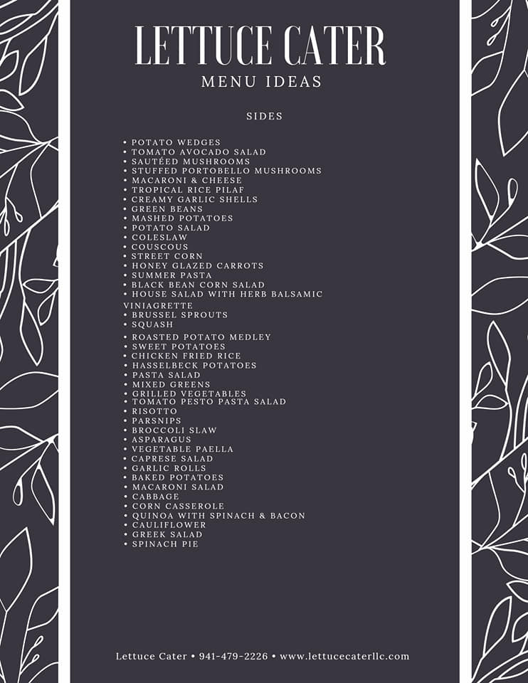 Lettuce Cater Menu