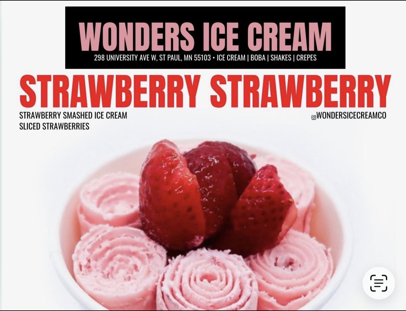 Wonders Ice Cream Menu