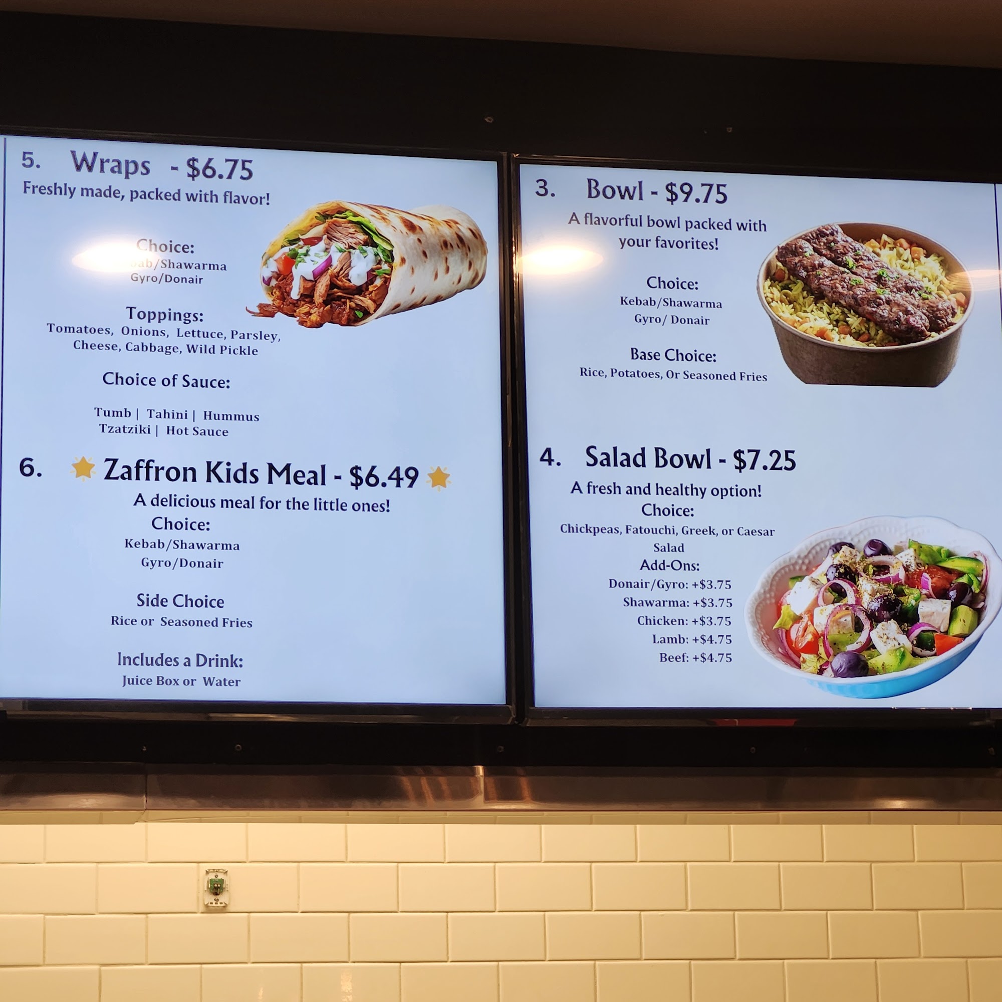 Zaffron Kitchen Mediterranean Cuisine Menu