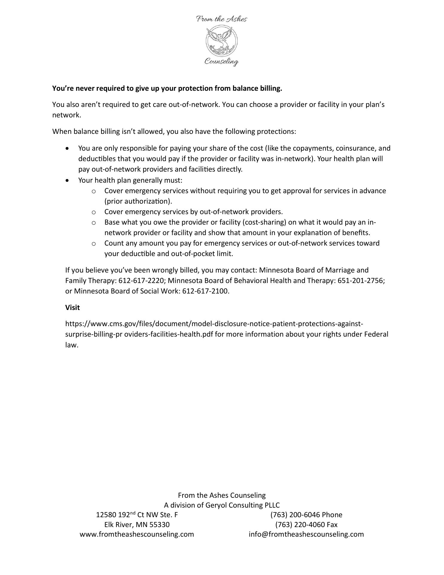 From the Ashes Counseling 12580 192nd Ct NW Ste F, Elk River Minnesota 55330