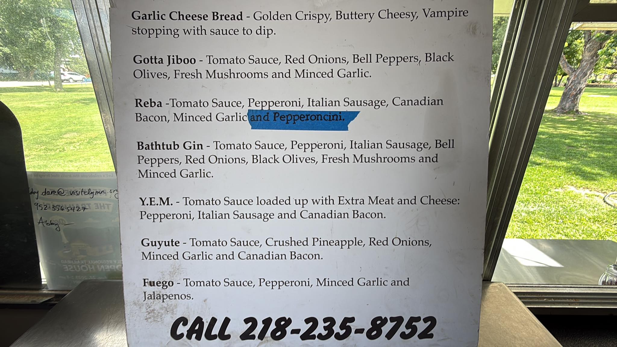 Wilderness Wood Fire Menu