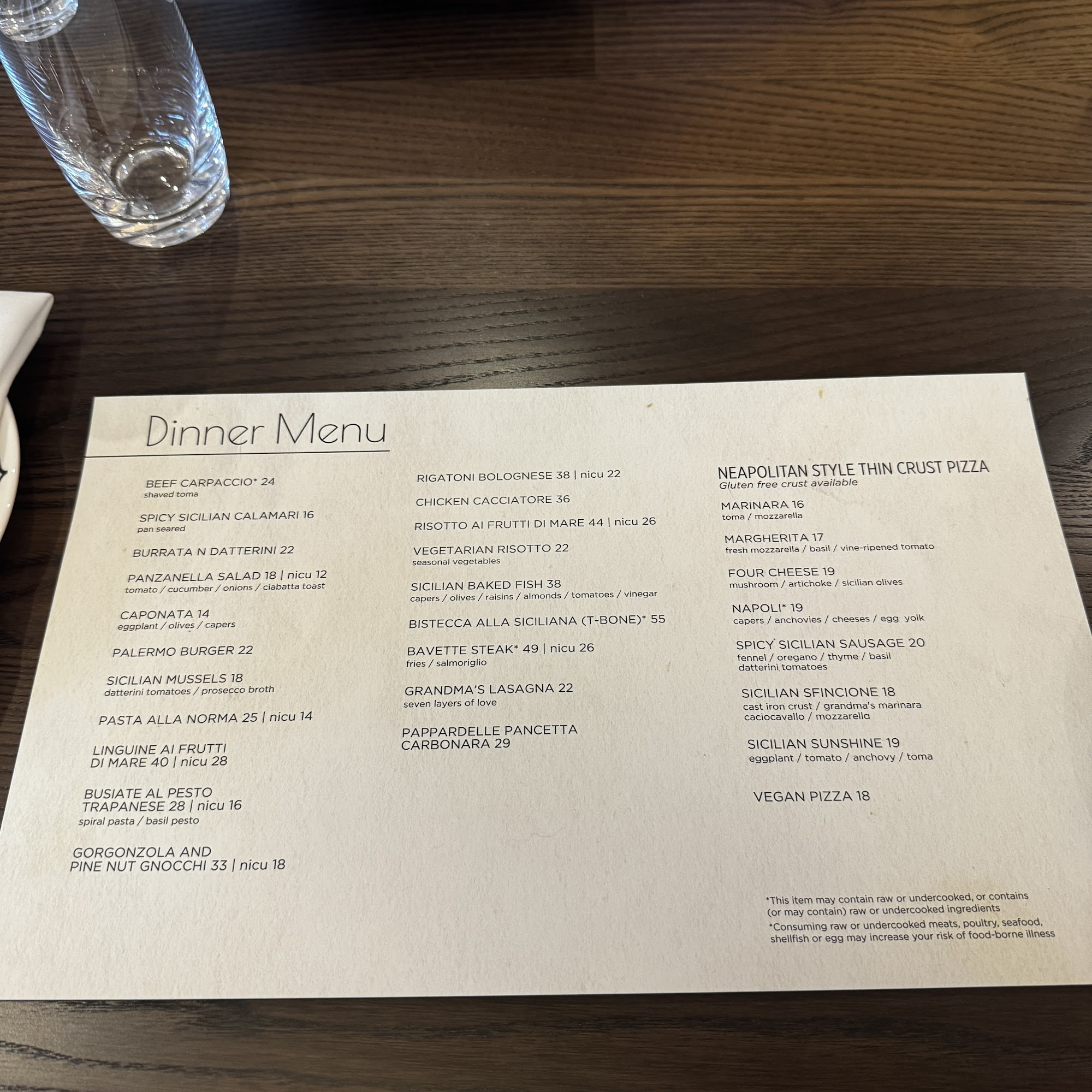 Vagabondo Menu