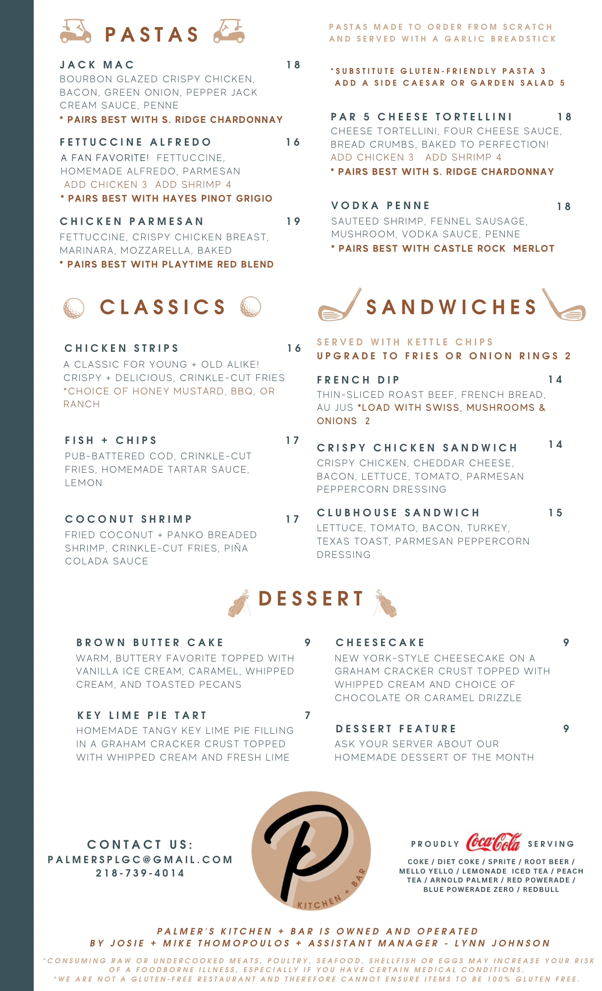 Palmer’s Kitchen + Bar Menu