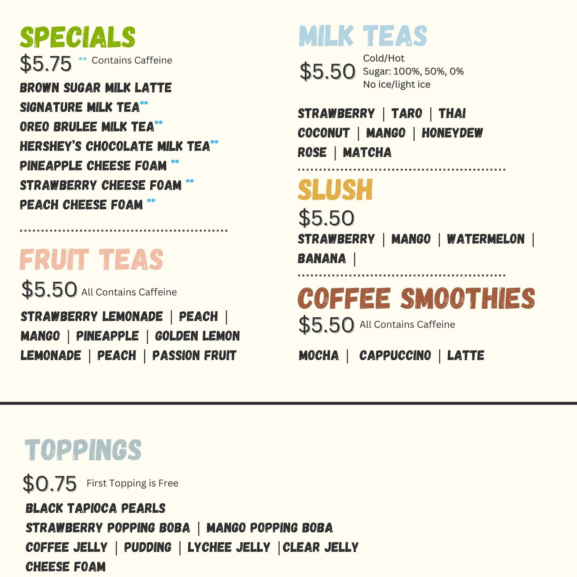 Bubble Time Menu
