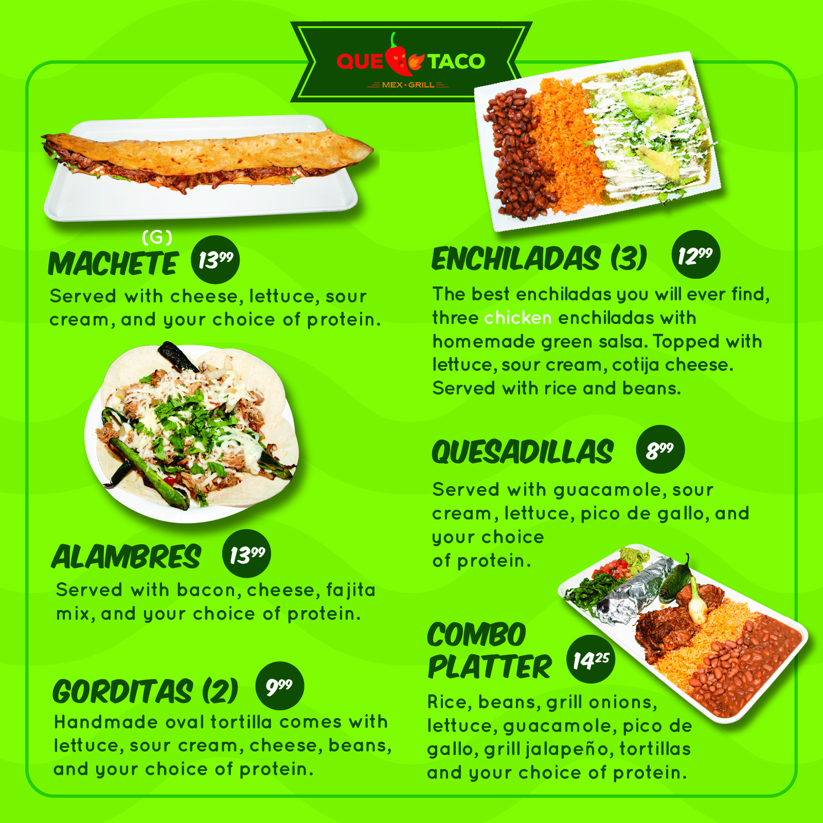 Que Taco Fridley Menu
