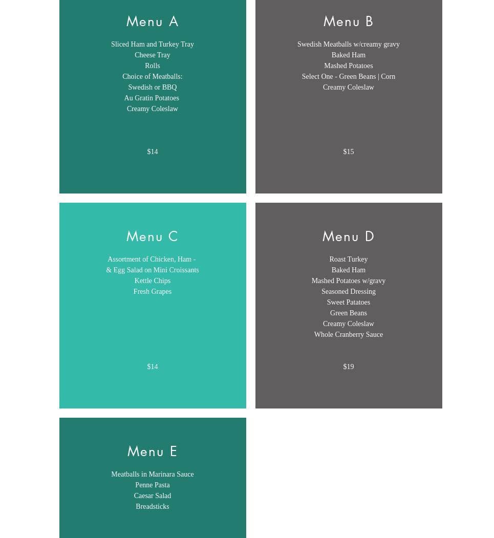 Sarah Mae's Catering Menu