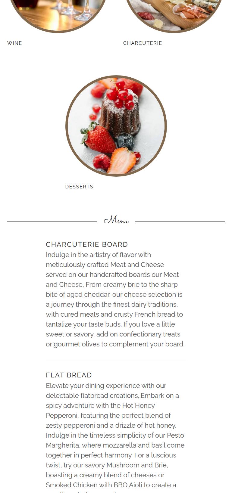 The Wine Lounge Menu