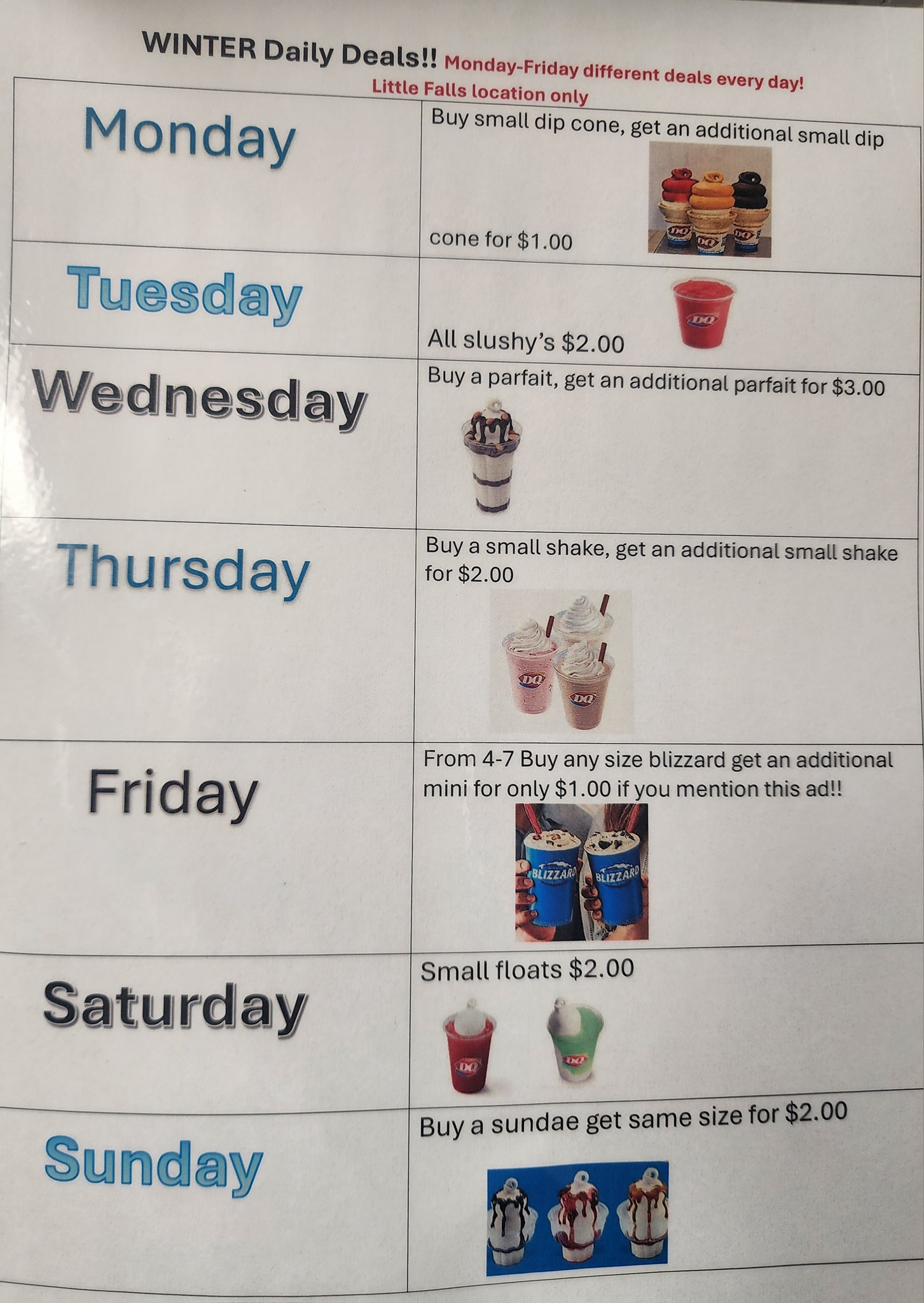Dairy Queen / Orange Julius Menu