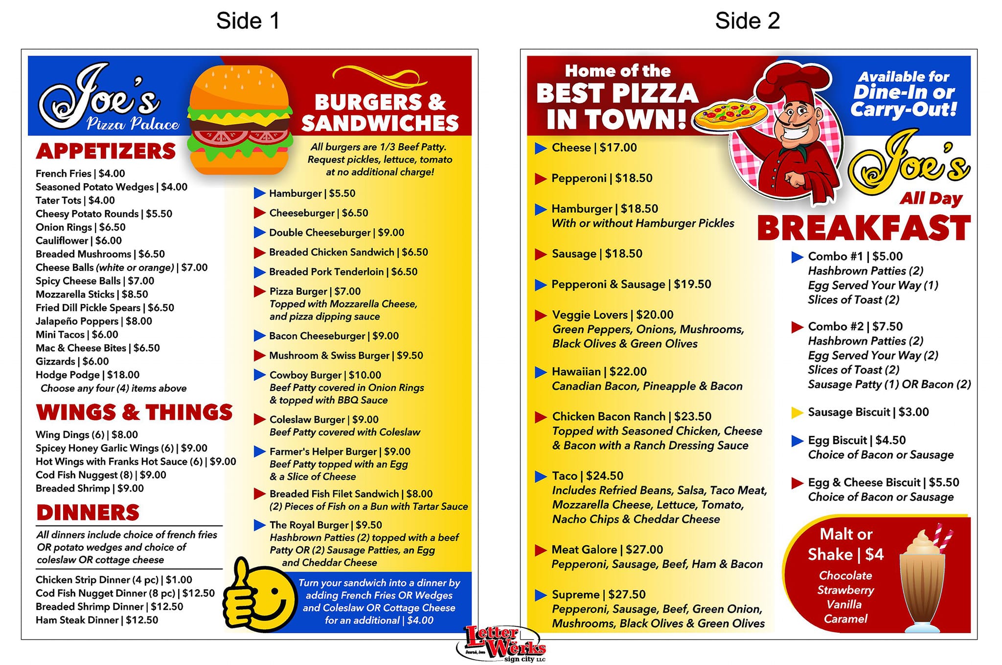 Piccadilly Circus Pizza Menu