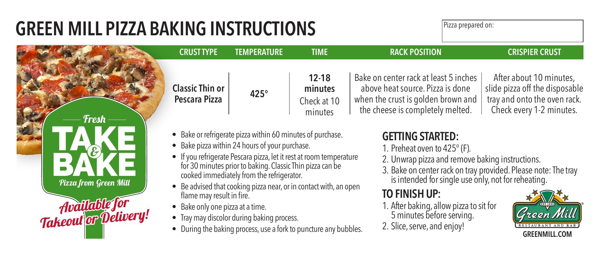 Green Mill On The Go Menu