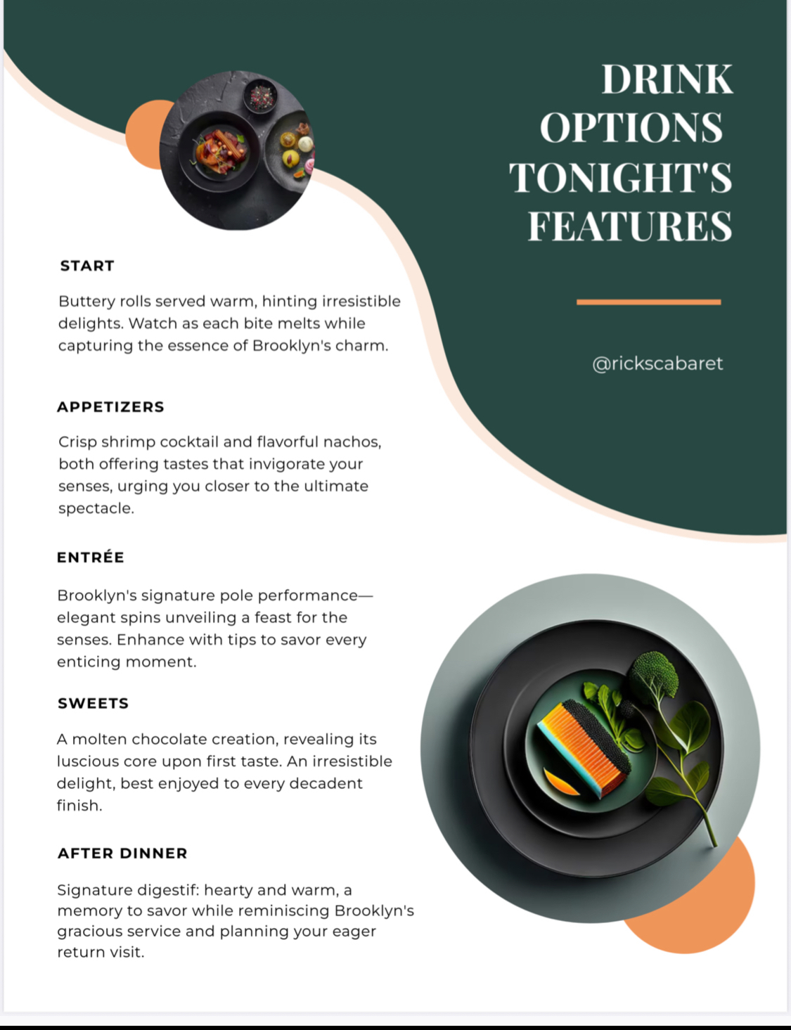 Rick's Cabaret Minneapolis Menu
