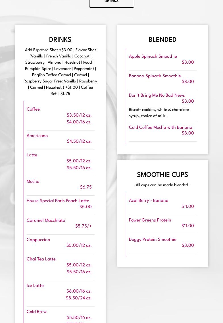 Lutunji's Palate Menu