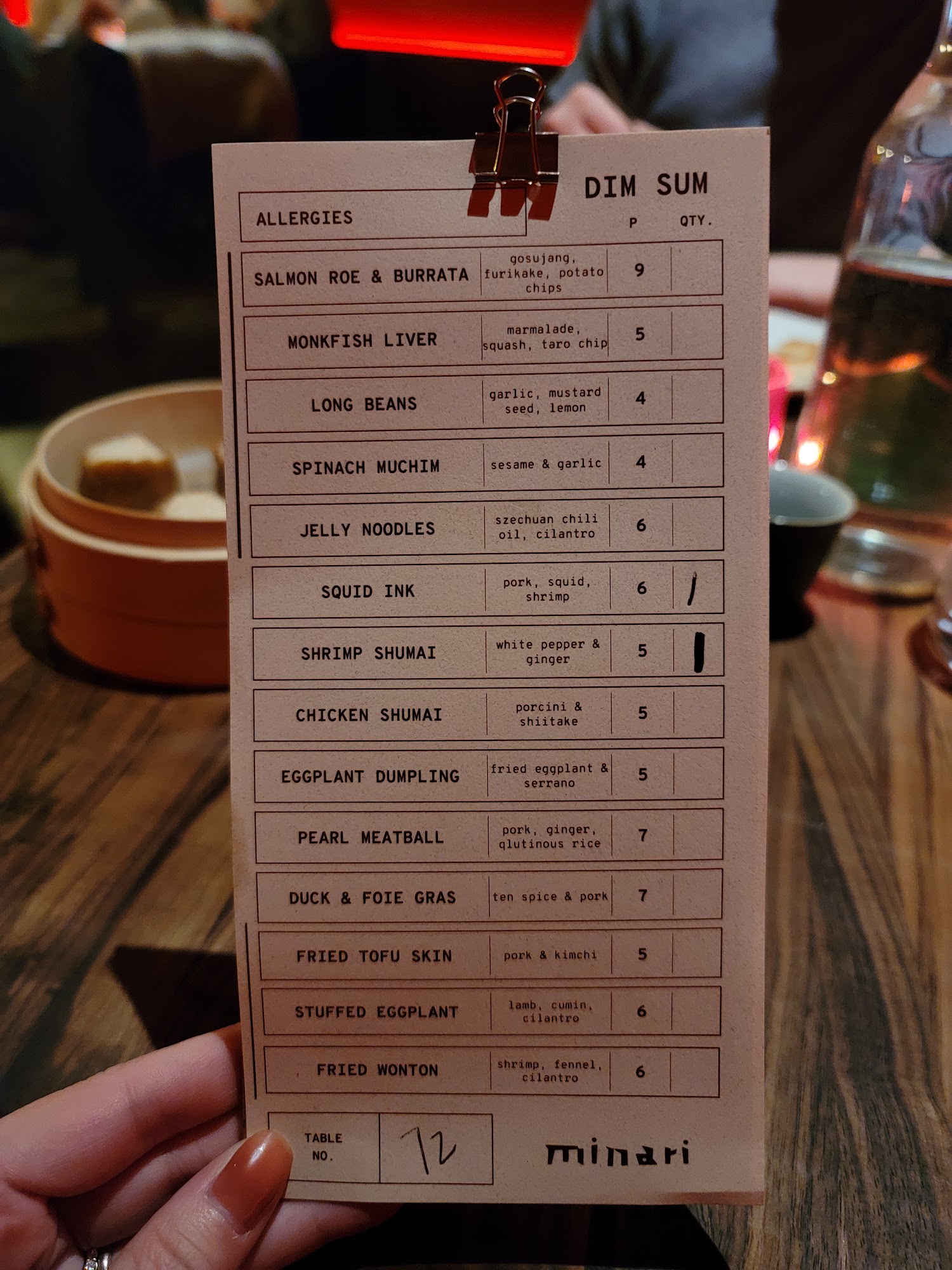 Minari Menu