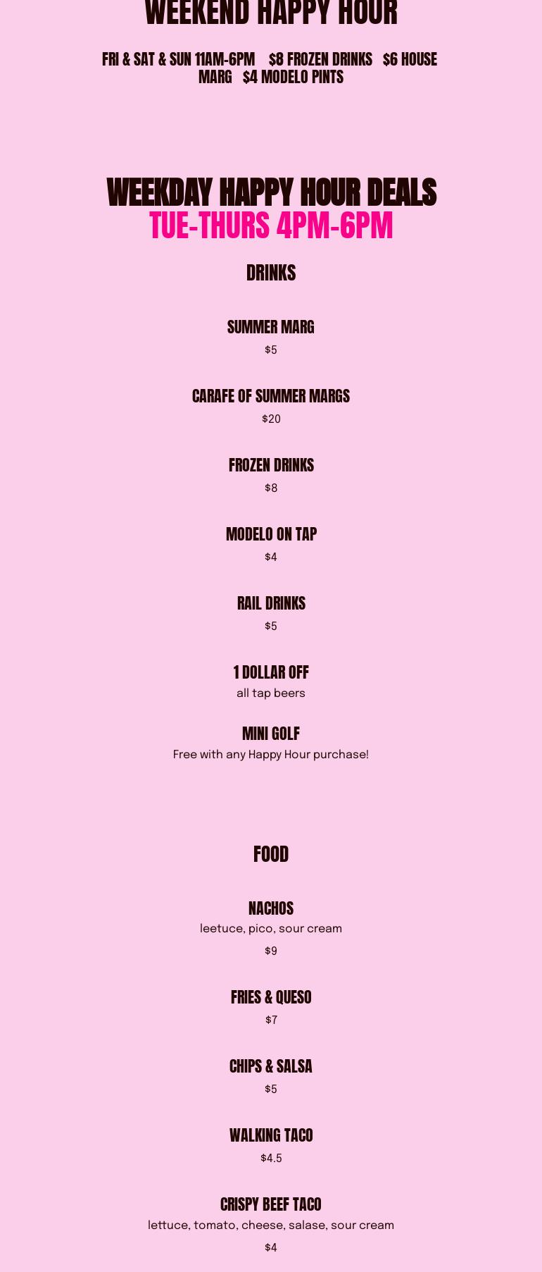 Hey Y'all Tipsy Taco Bar Menu