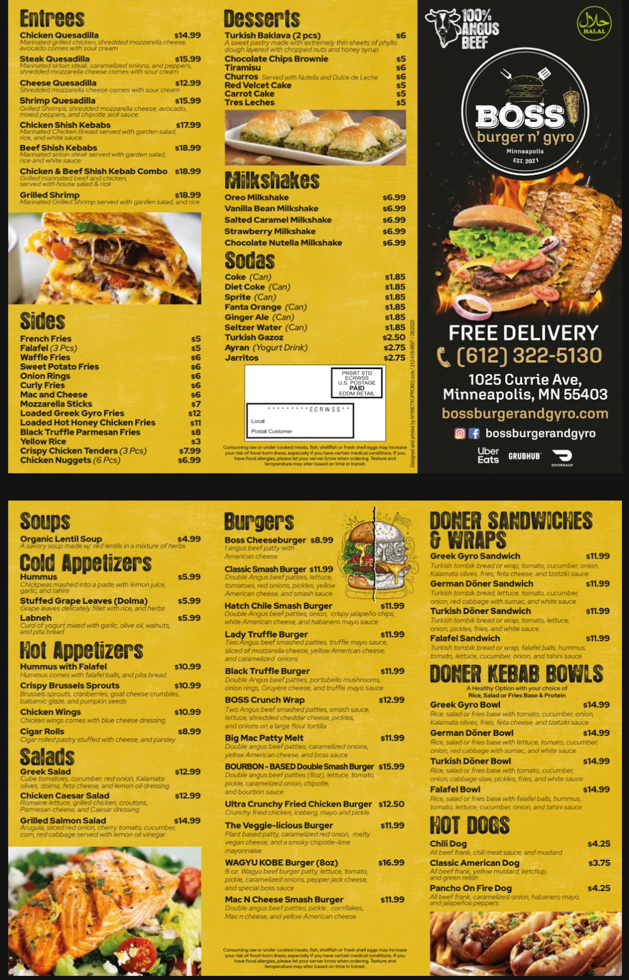 Boss Burger N’ Gyro Menu