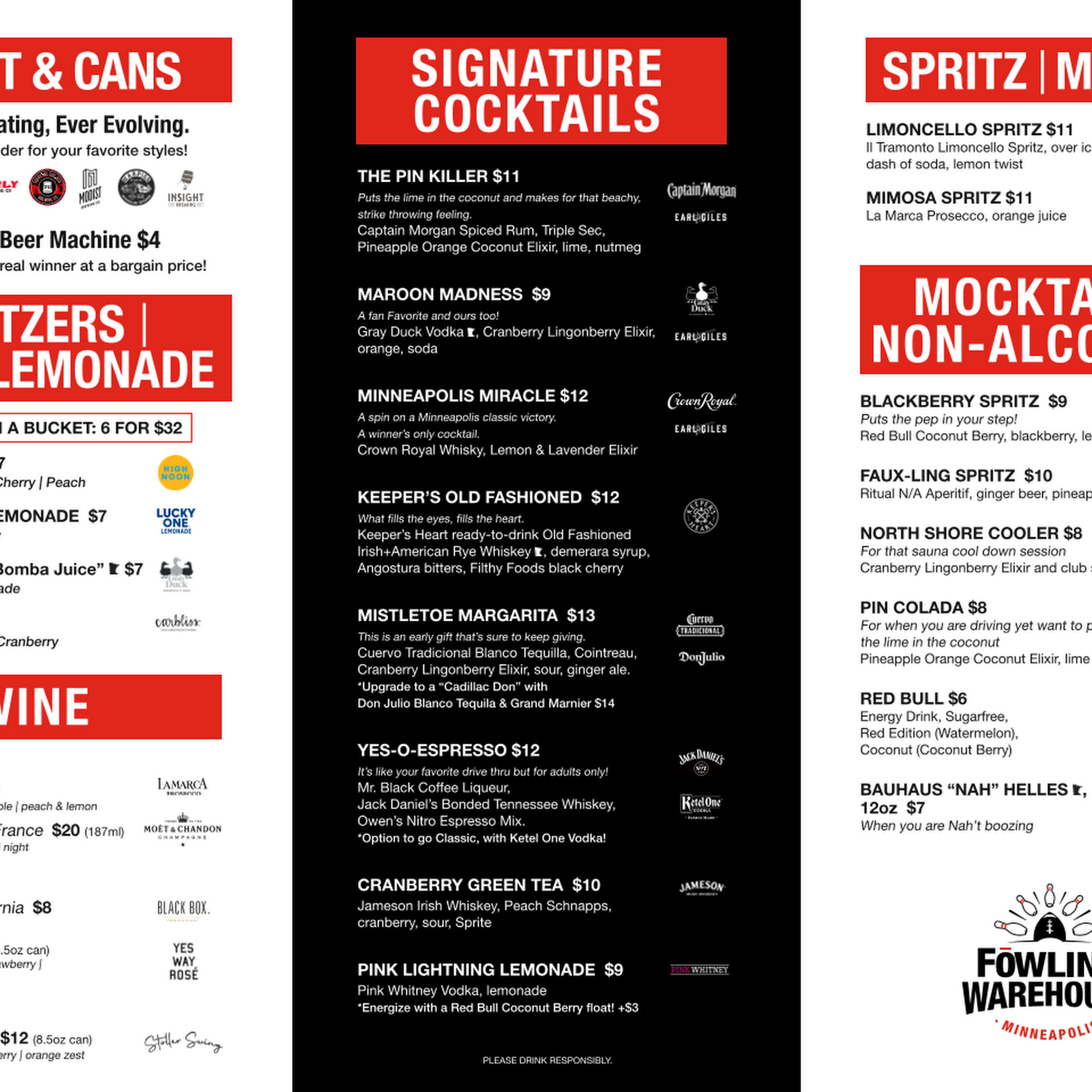 Fowling Warehouse Minneapolis Menu