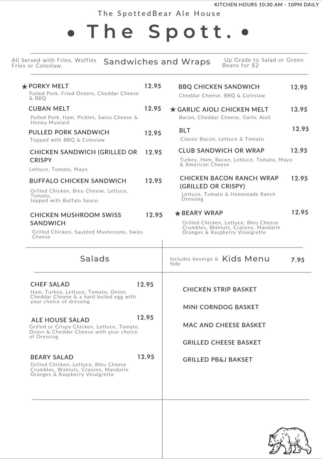 The Spott. Menu