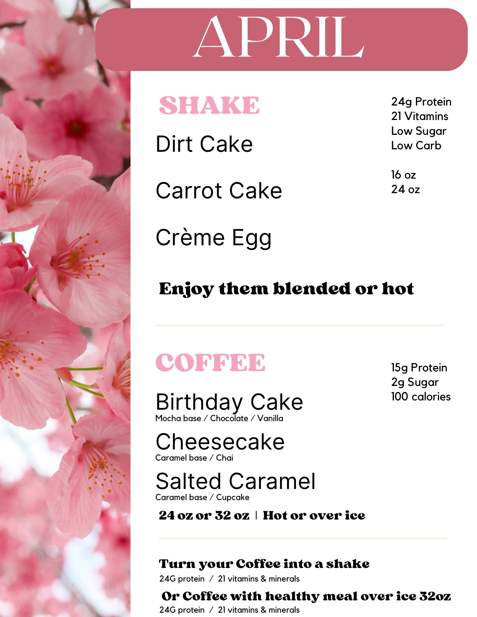 Discover Nutrition Menu