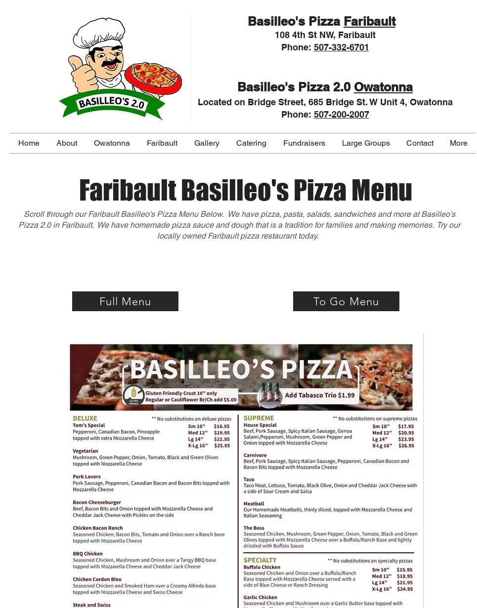 Basilleo's on Bridge Menu