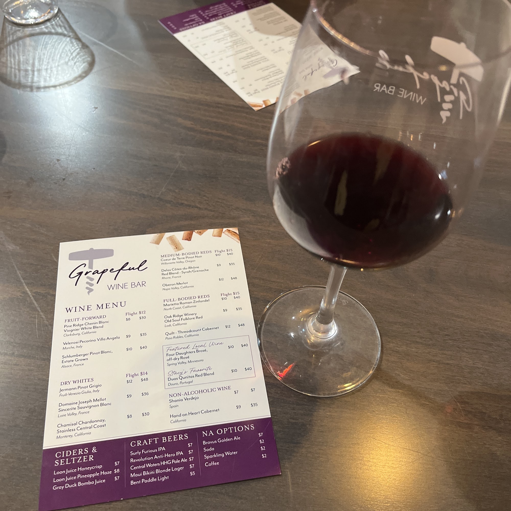 Grapeful Wine Bar Menu