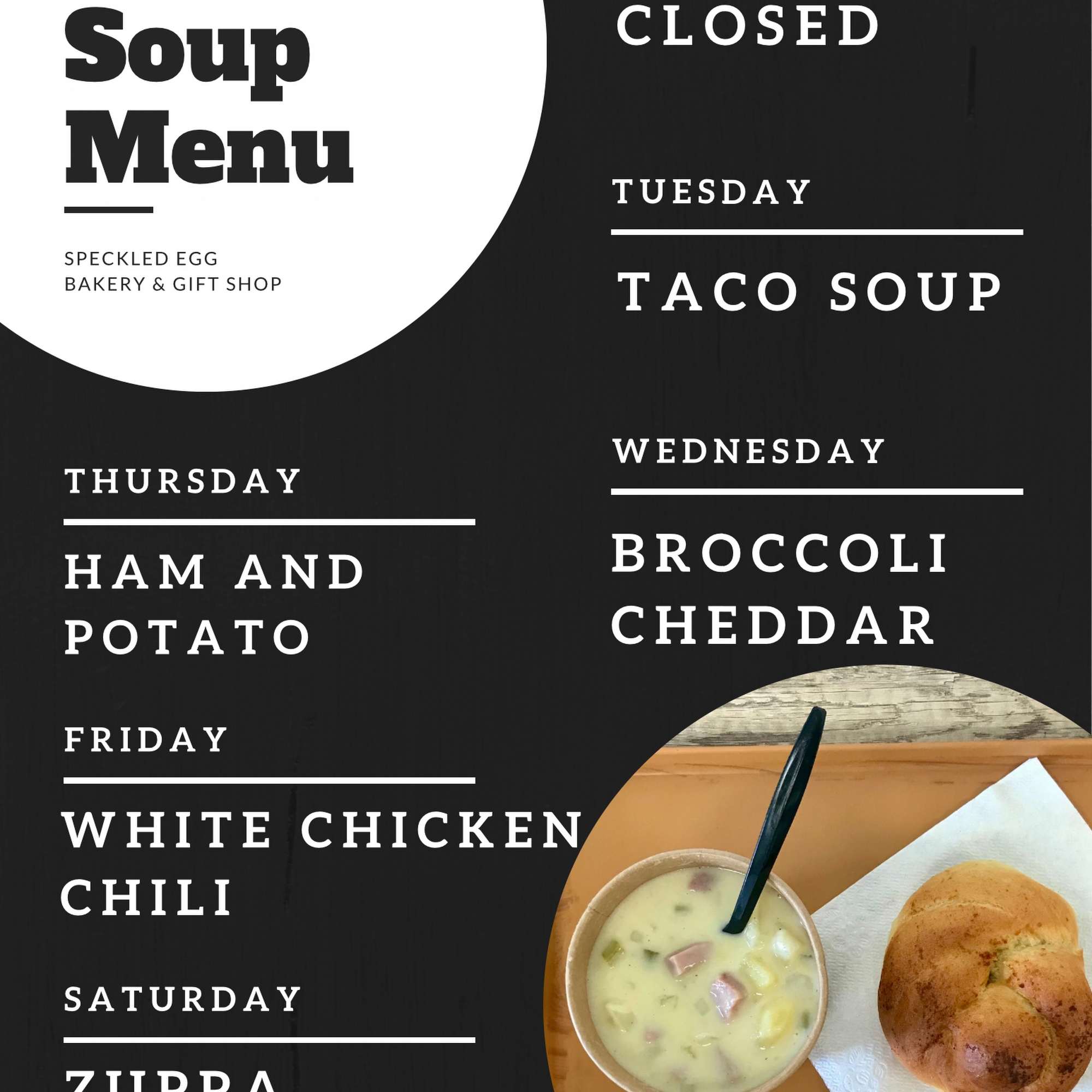 Speckled Egg Bakery & Gift Shop Menu