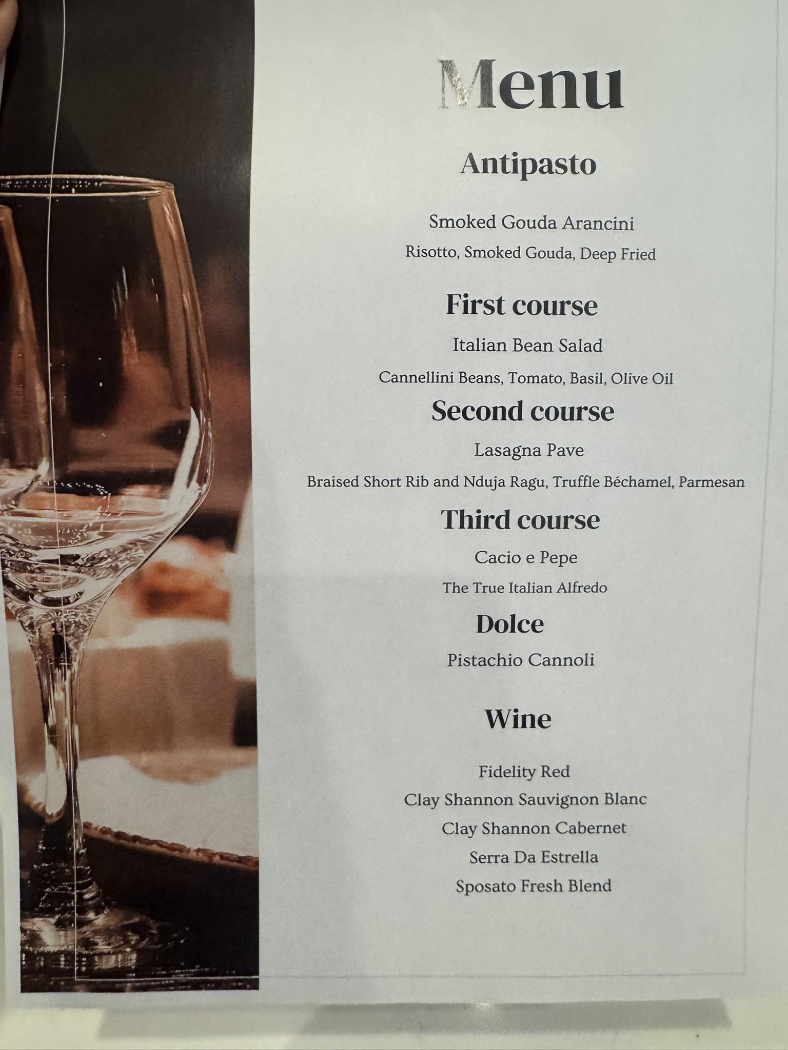 SUR by Vita Bella Menu