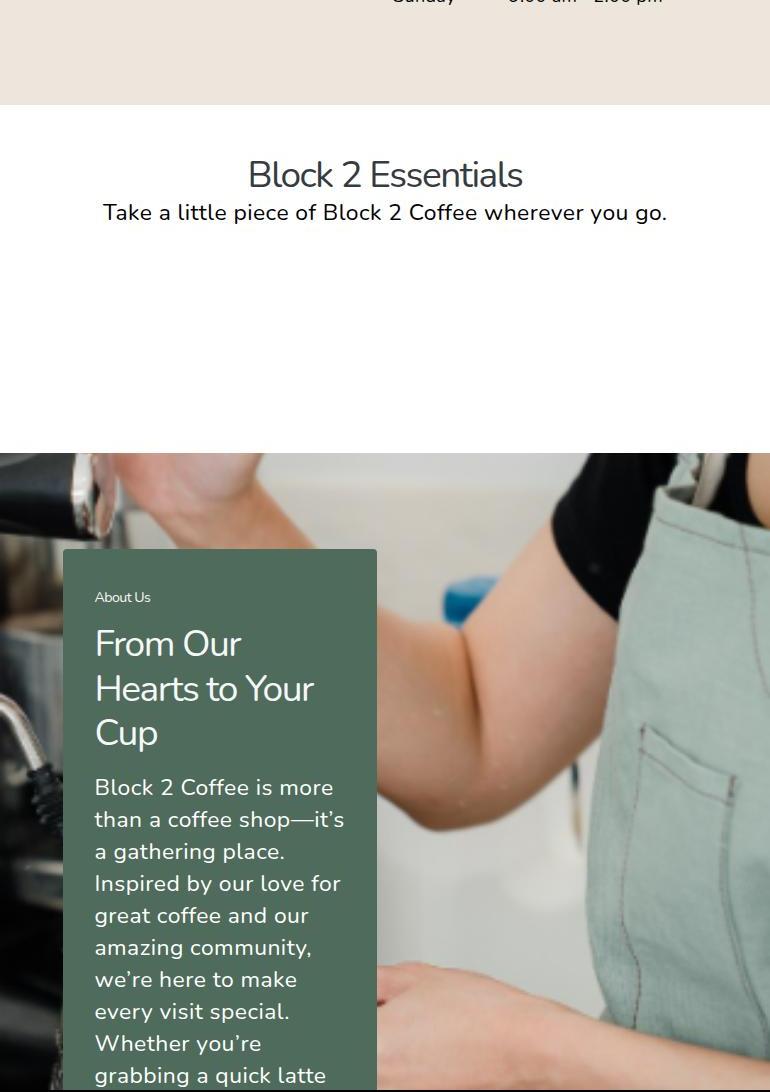 Block 2 Coffee Menu