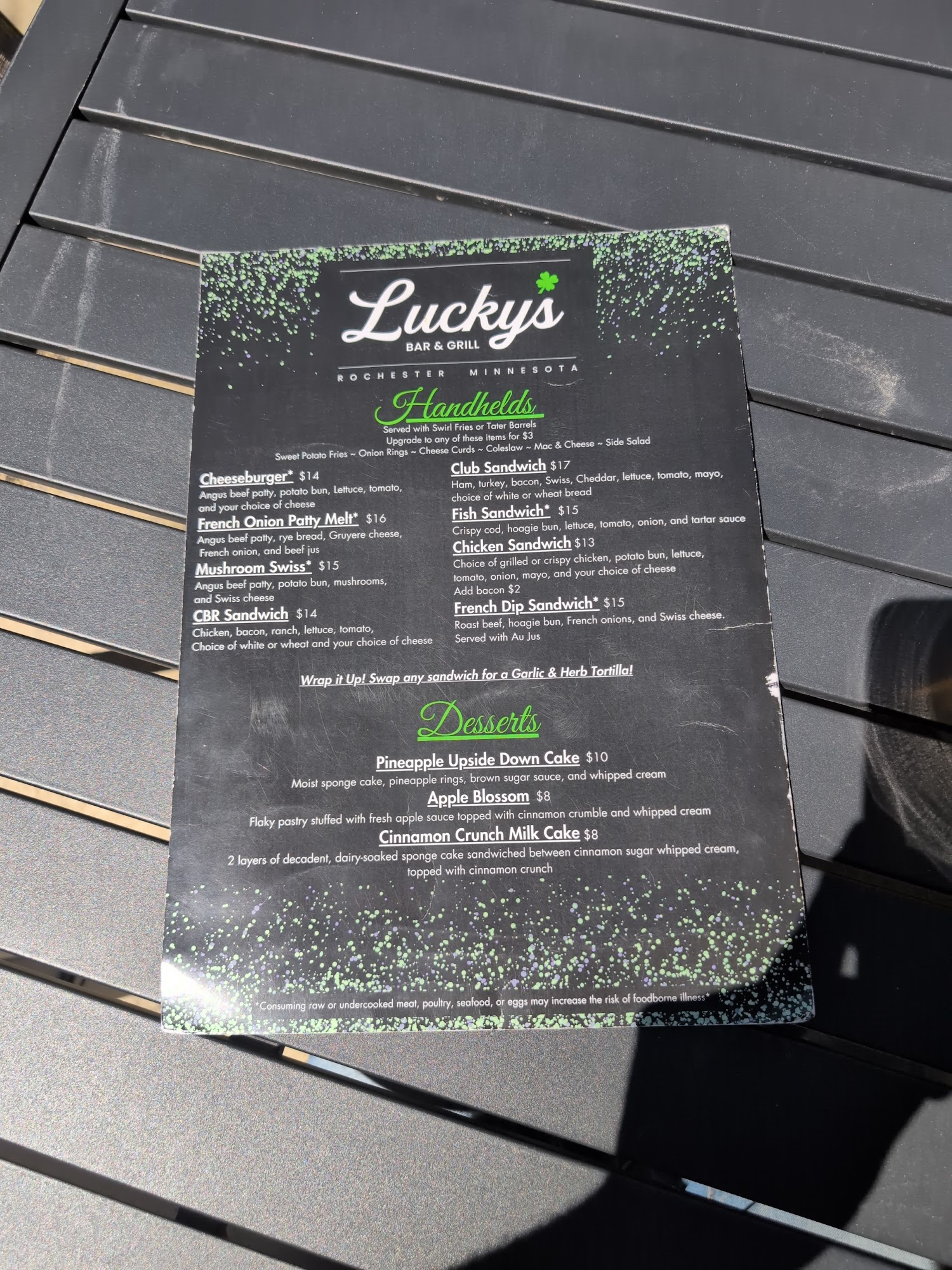 Lucky's Bar & Grille Menu