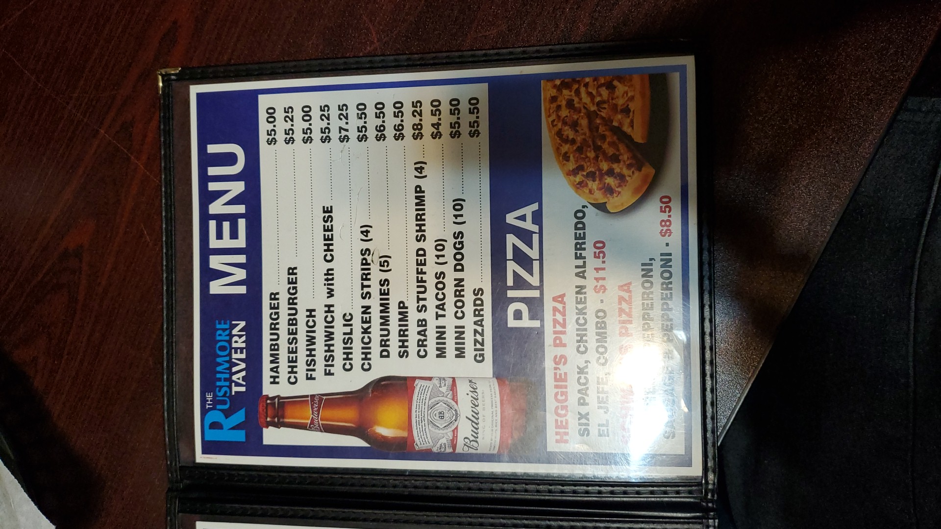 The Rushmore Tavern Menu