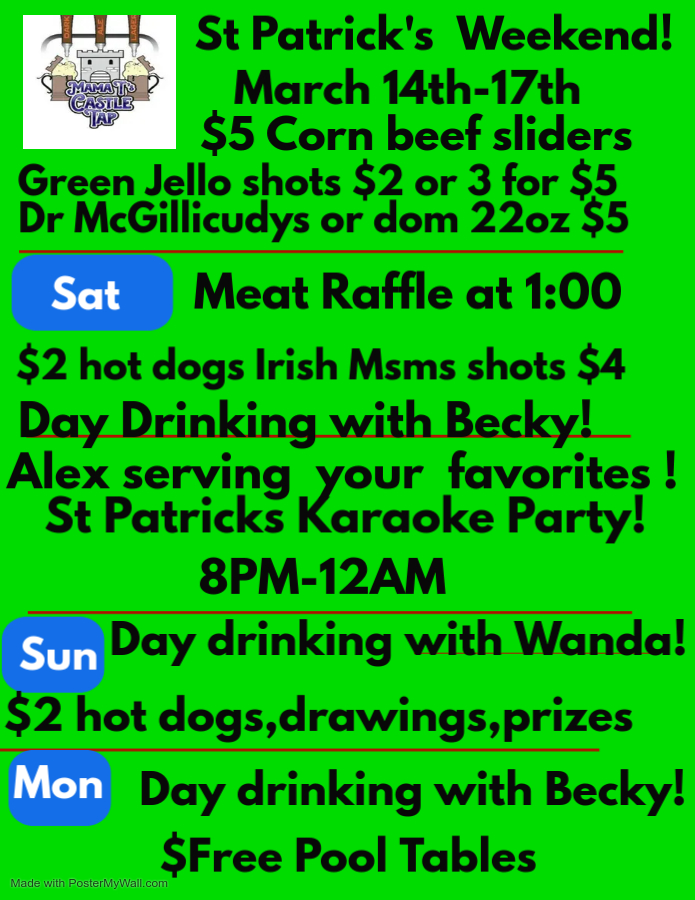 Mama T's Castle Tap Menu