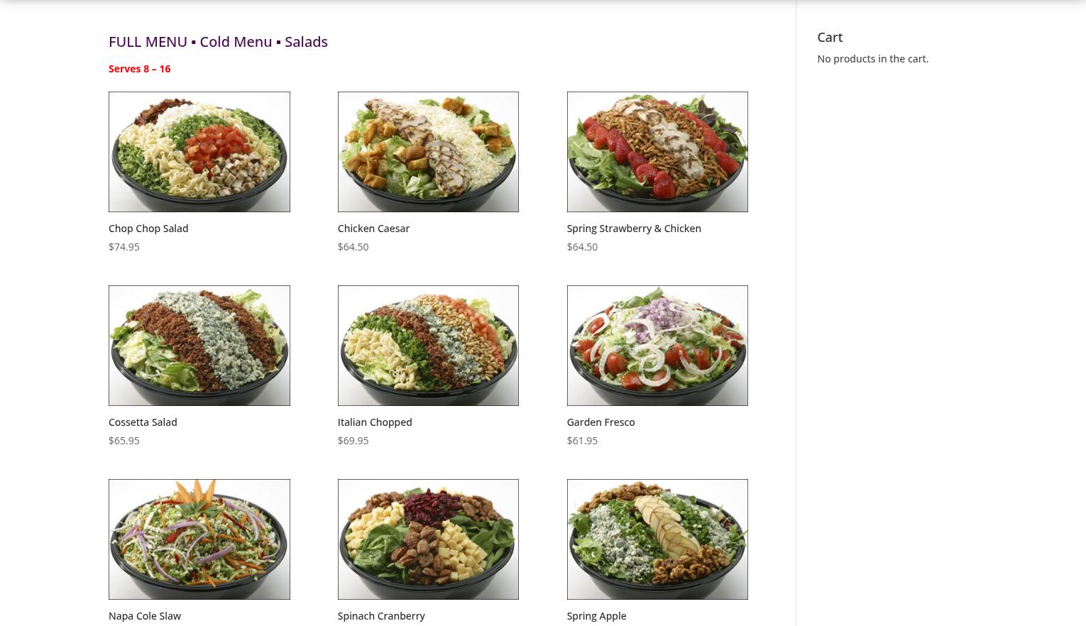 Cossetta Eventi Menu