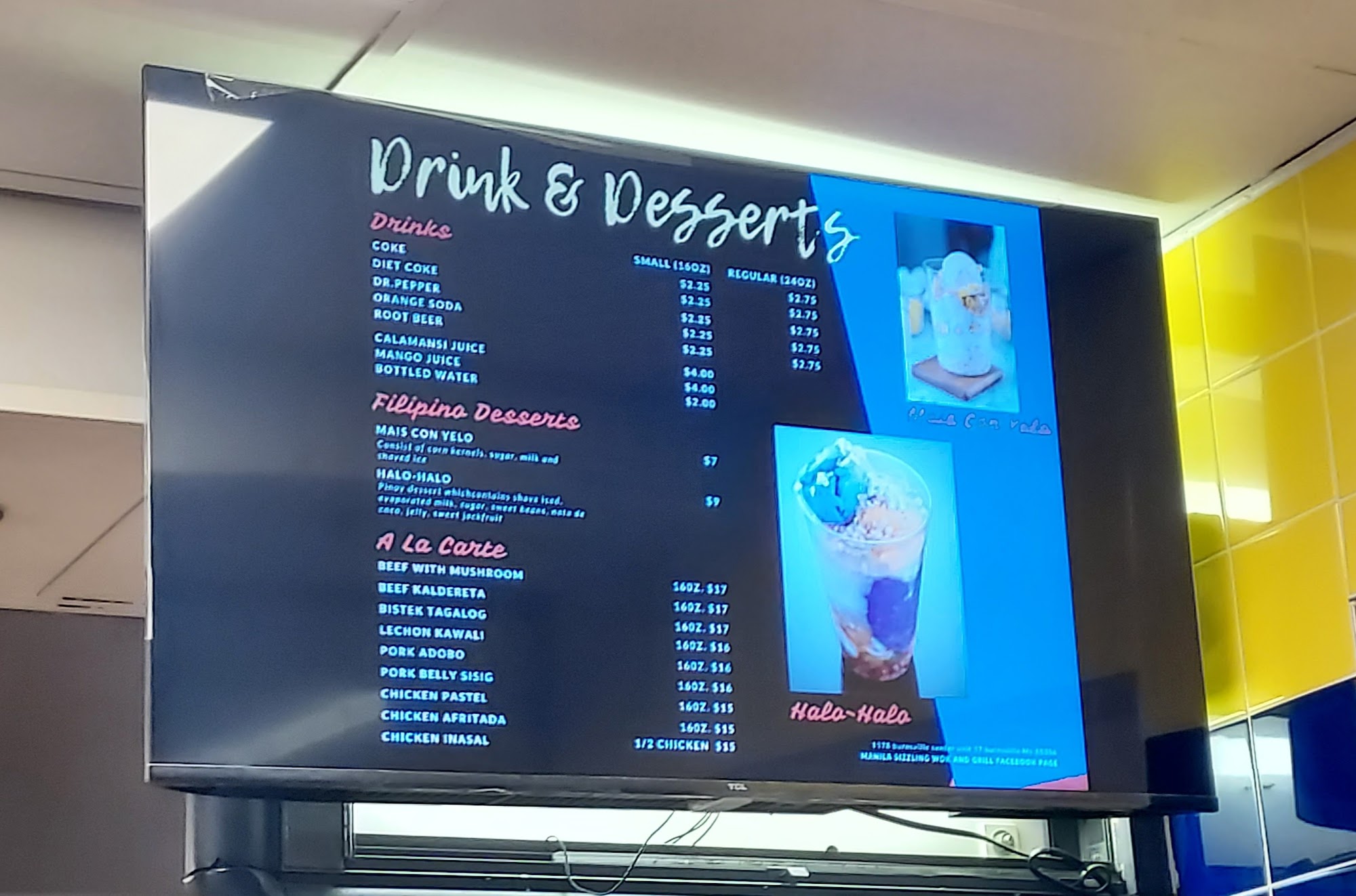 Manila Sizzling Wok and Grill Menu