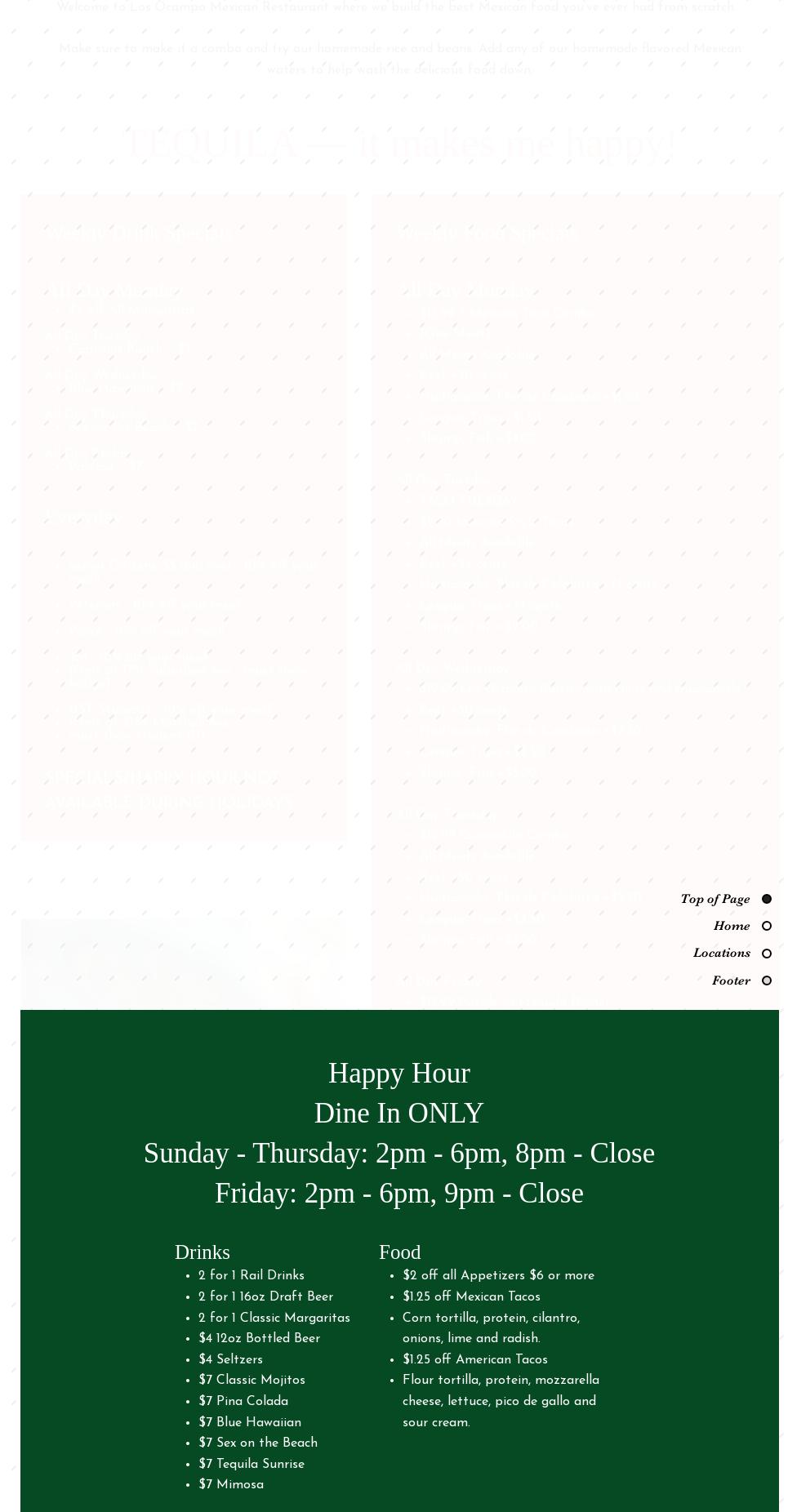 Los Ocampo Mexican Restaurant & Bar Menu