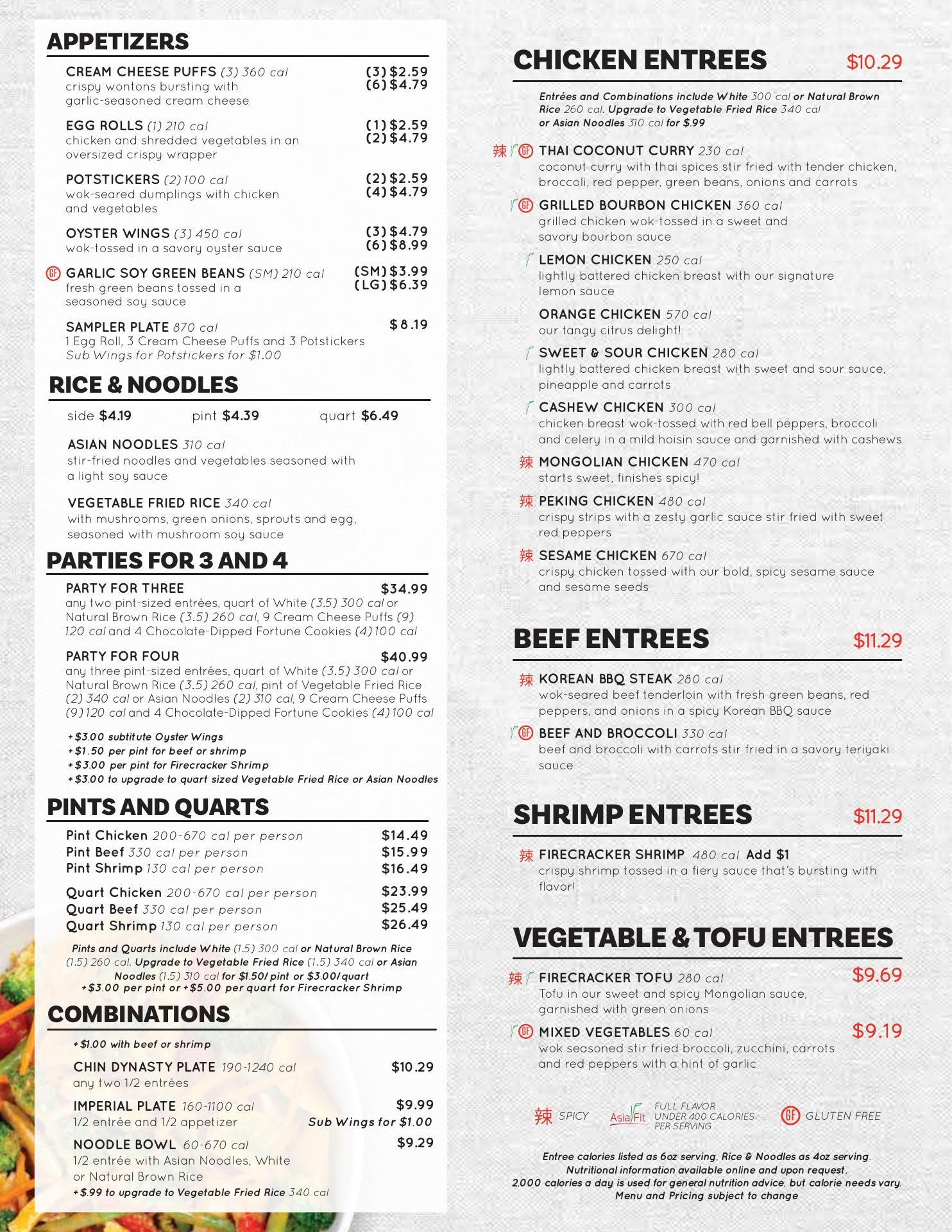 Leeann Chin Menu