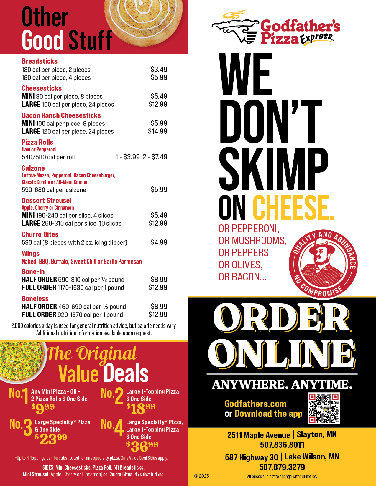 Godfather's Pizza Express Menu