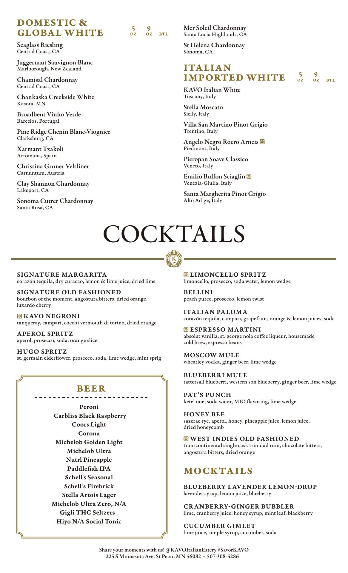 Kavo Italian Eatery 225 S Minnesota Ave, St Peter