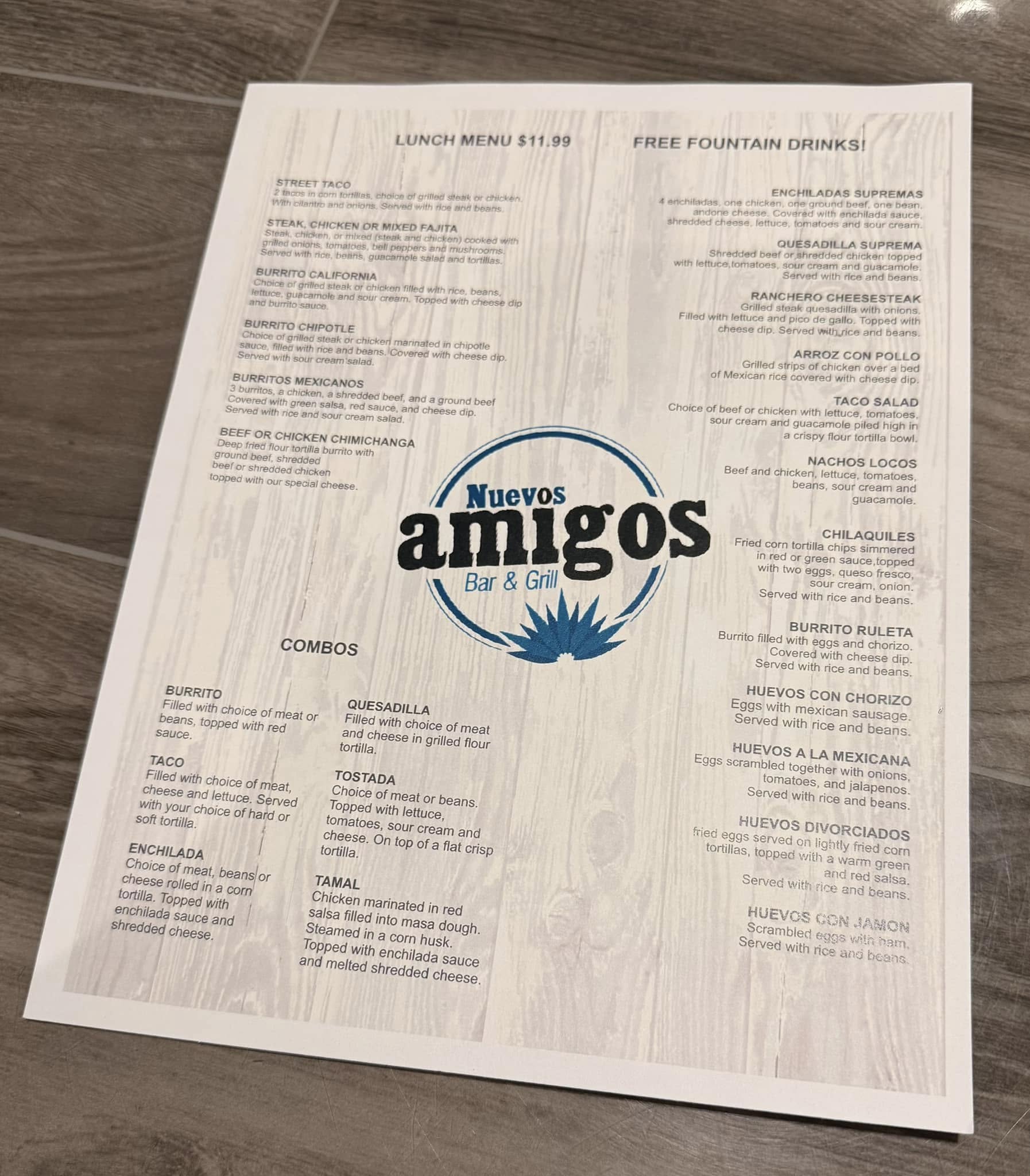 Nuevos Amigos Bar & Grill Menu