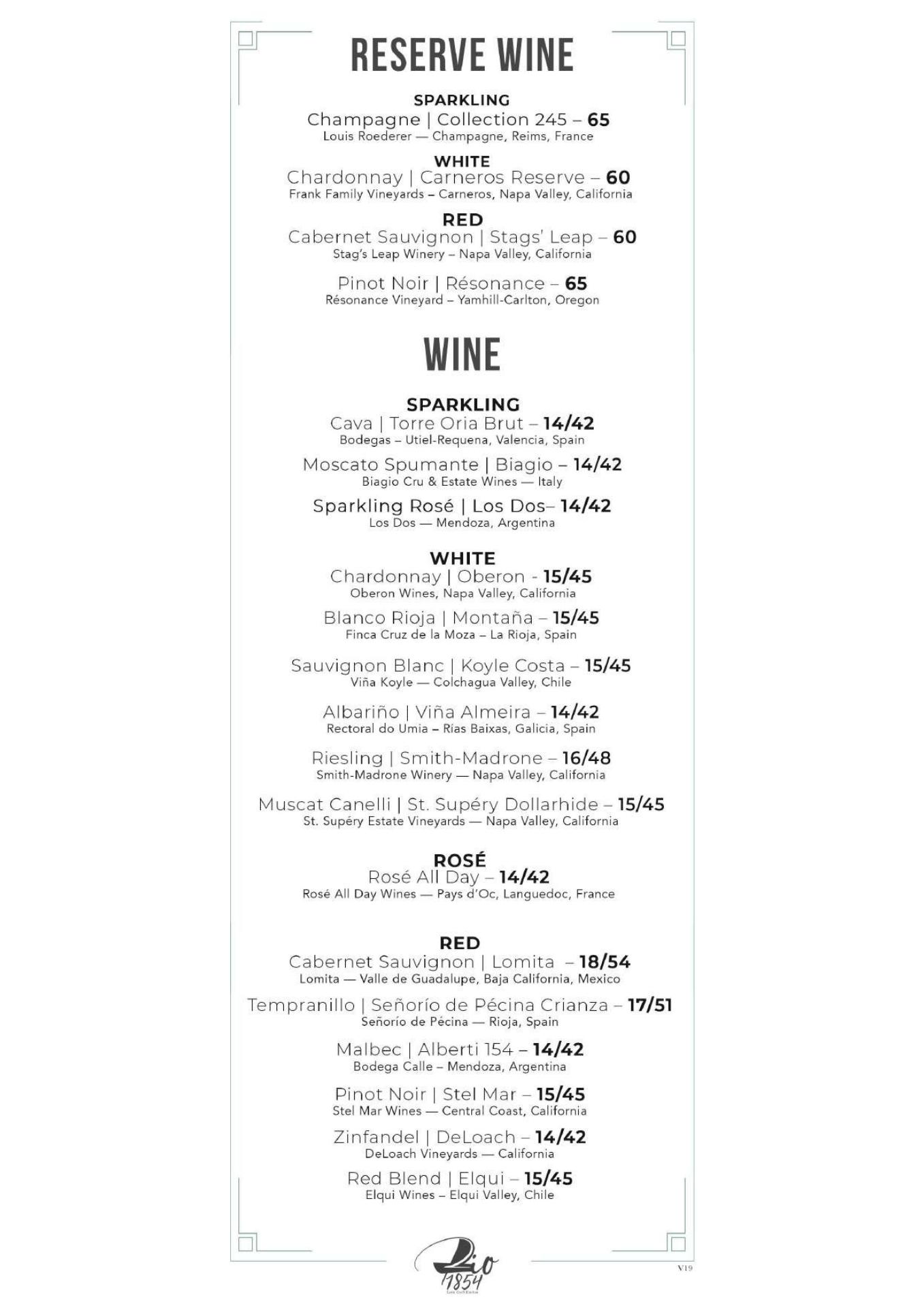 Rio 1854 - Latin Craft Kitchen Menu