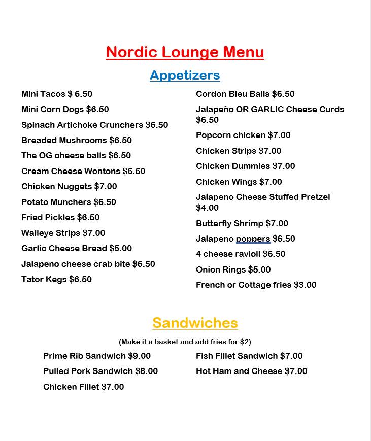 Ulen Municipal Liquor Store Menu