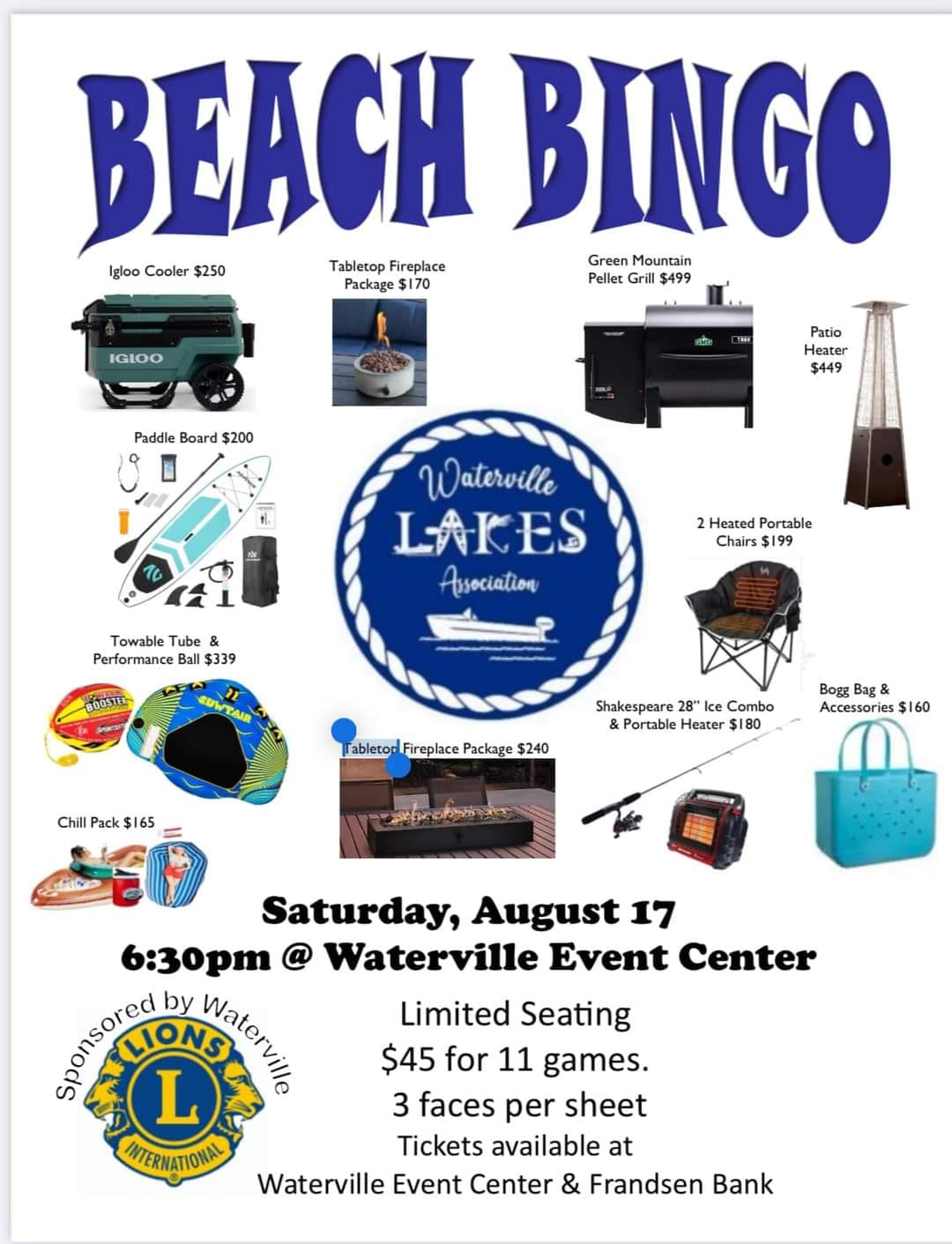 Waterville Event Center Menu