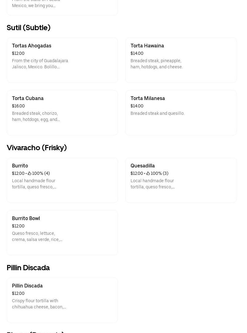 Traversing taquiera Menu