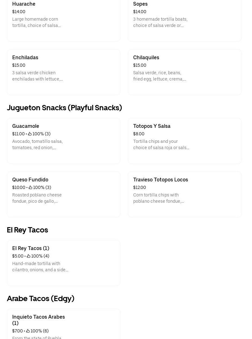 Traversing taquiera Menu