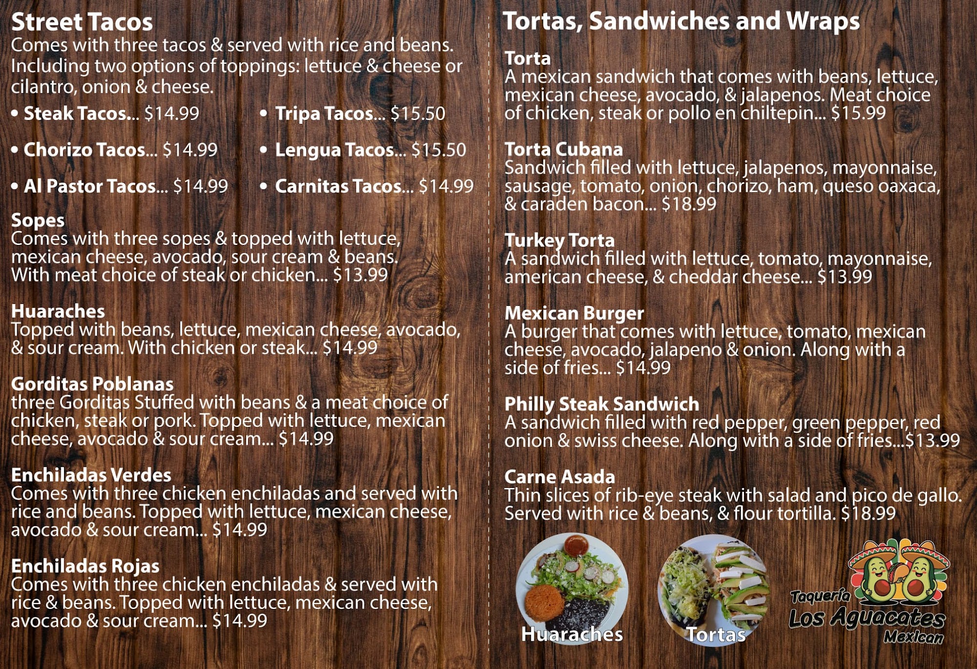 Taqueria Los Aguacates Menu