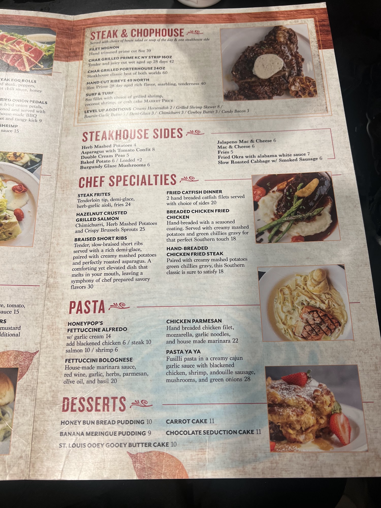 Honeypops Bar & Grill Menu