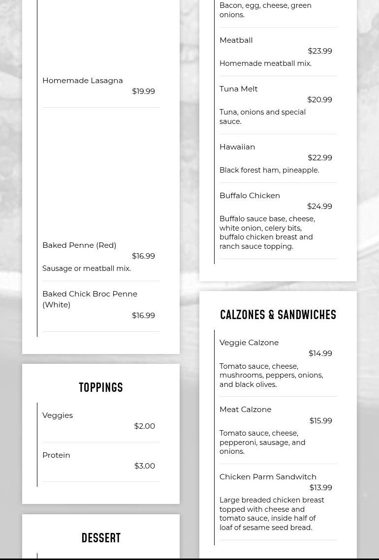 Guys Pizza Amore Menu